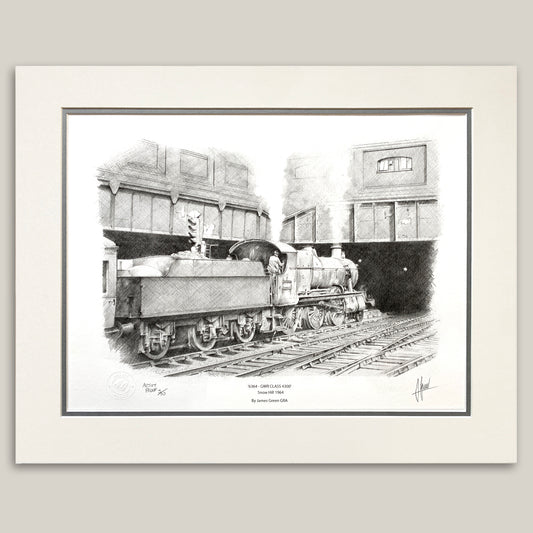 sketch of a class 4300 steam train at Snow Hill station