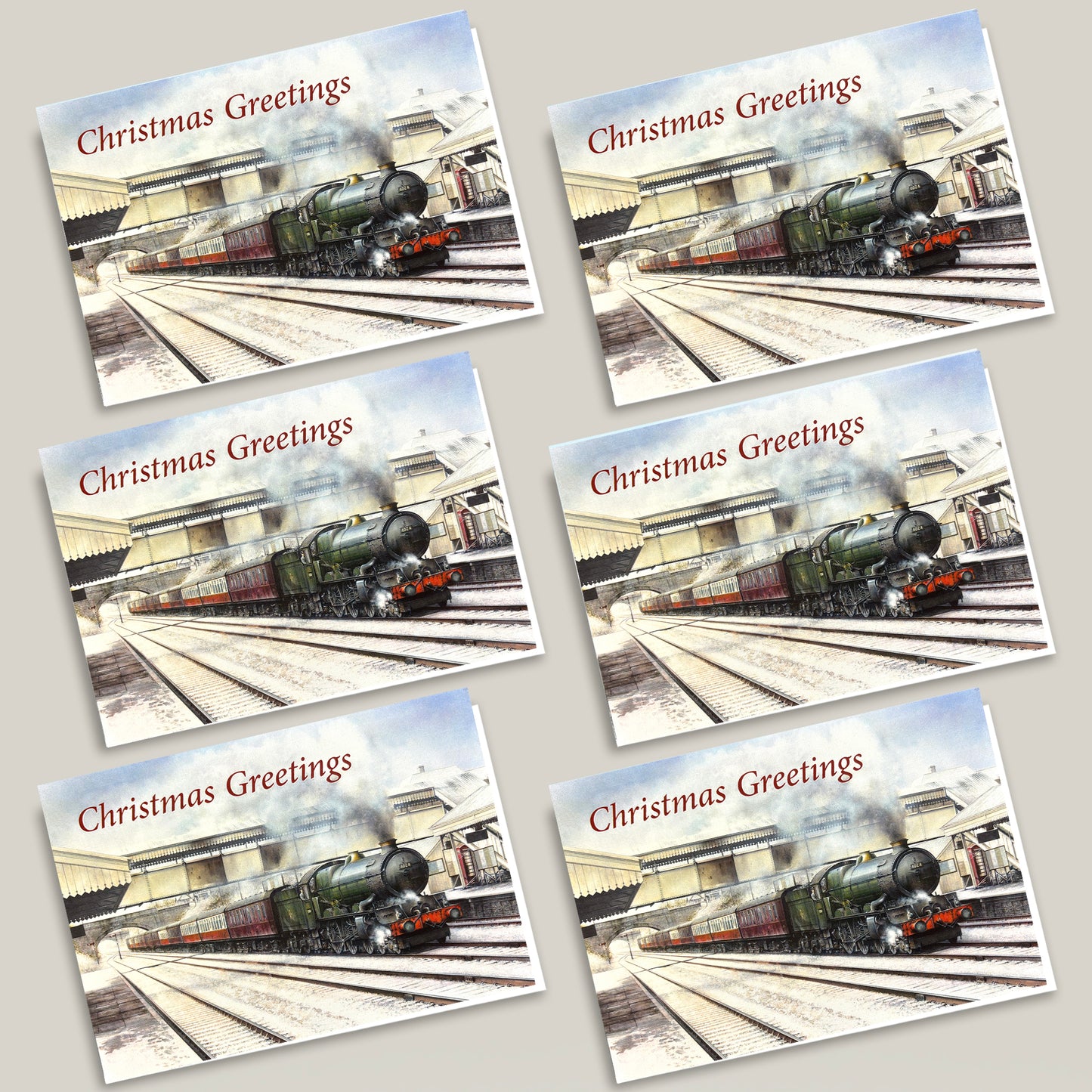 Set of 6 King Steam Train Christmas Cards