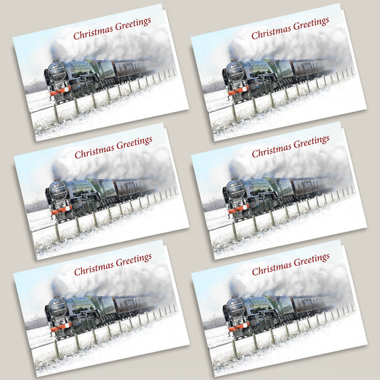 Set of 6 Tornado Steam Train Christmas Cards
