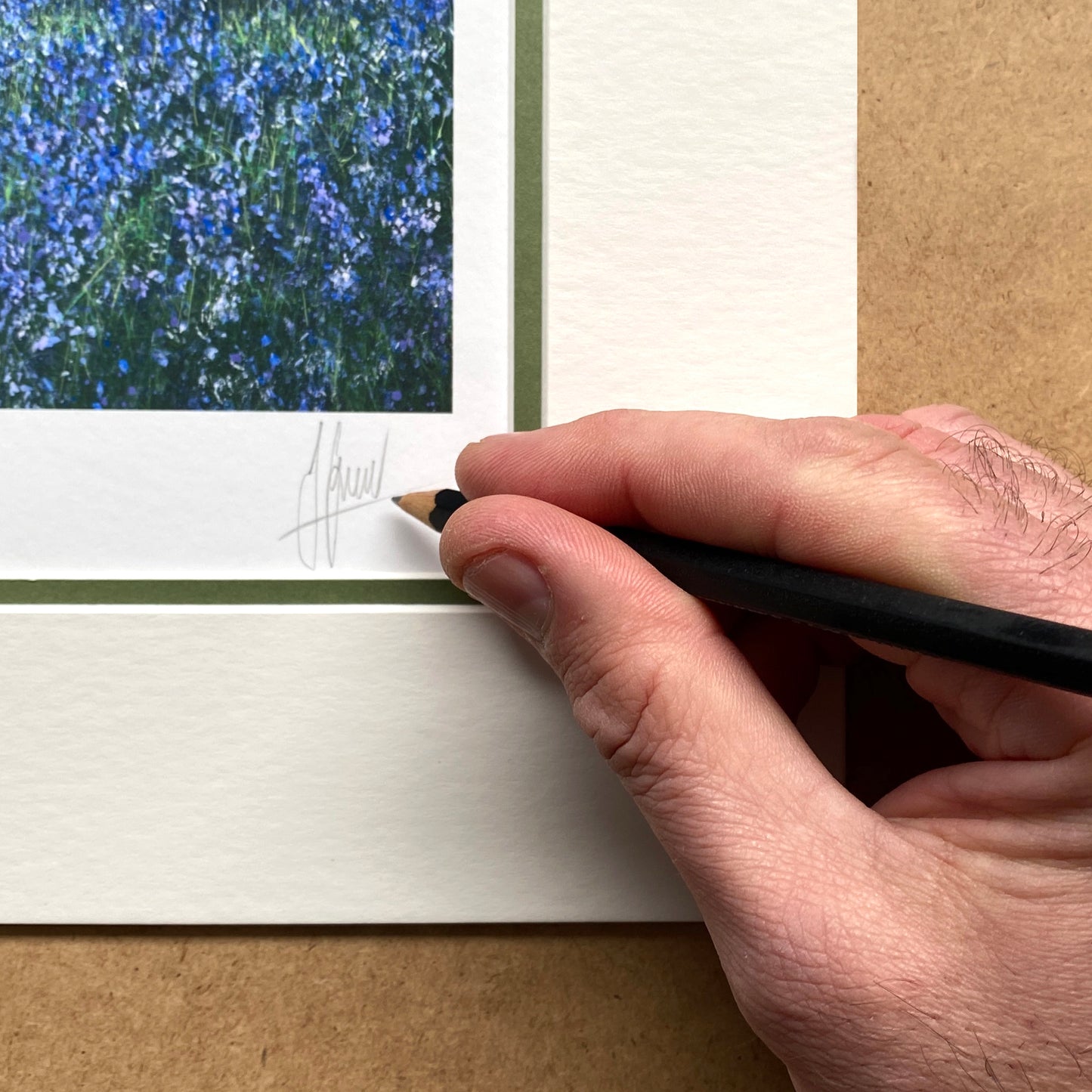 bluebells print being signed