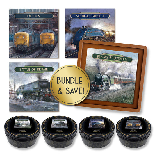 4x Mini Wooden Puzzles Plus Tray