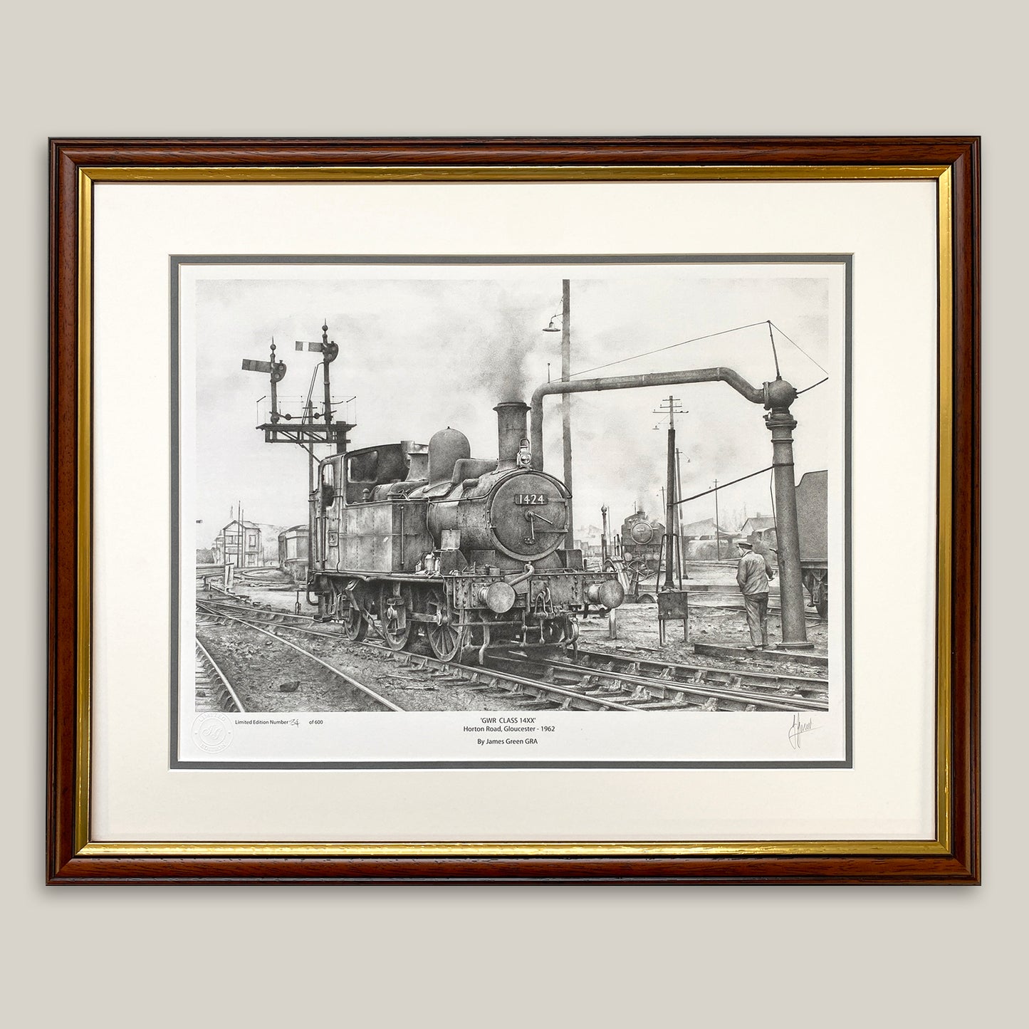 drawing of a GWR loco at Horton Road, Gloucester in 1962