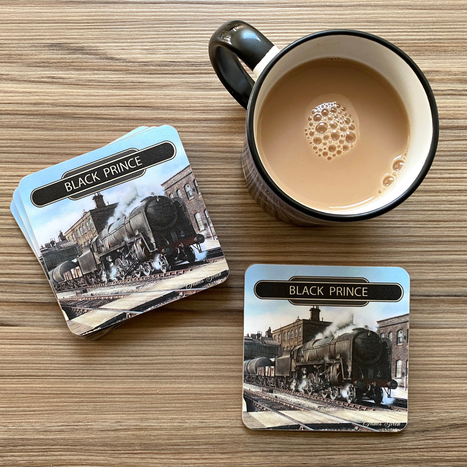 black prince steam train on a set of  drinks coasters