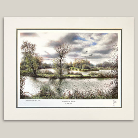 beastie carp fishing lakes mounted print