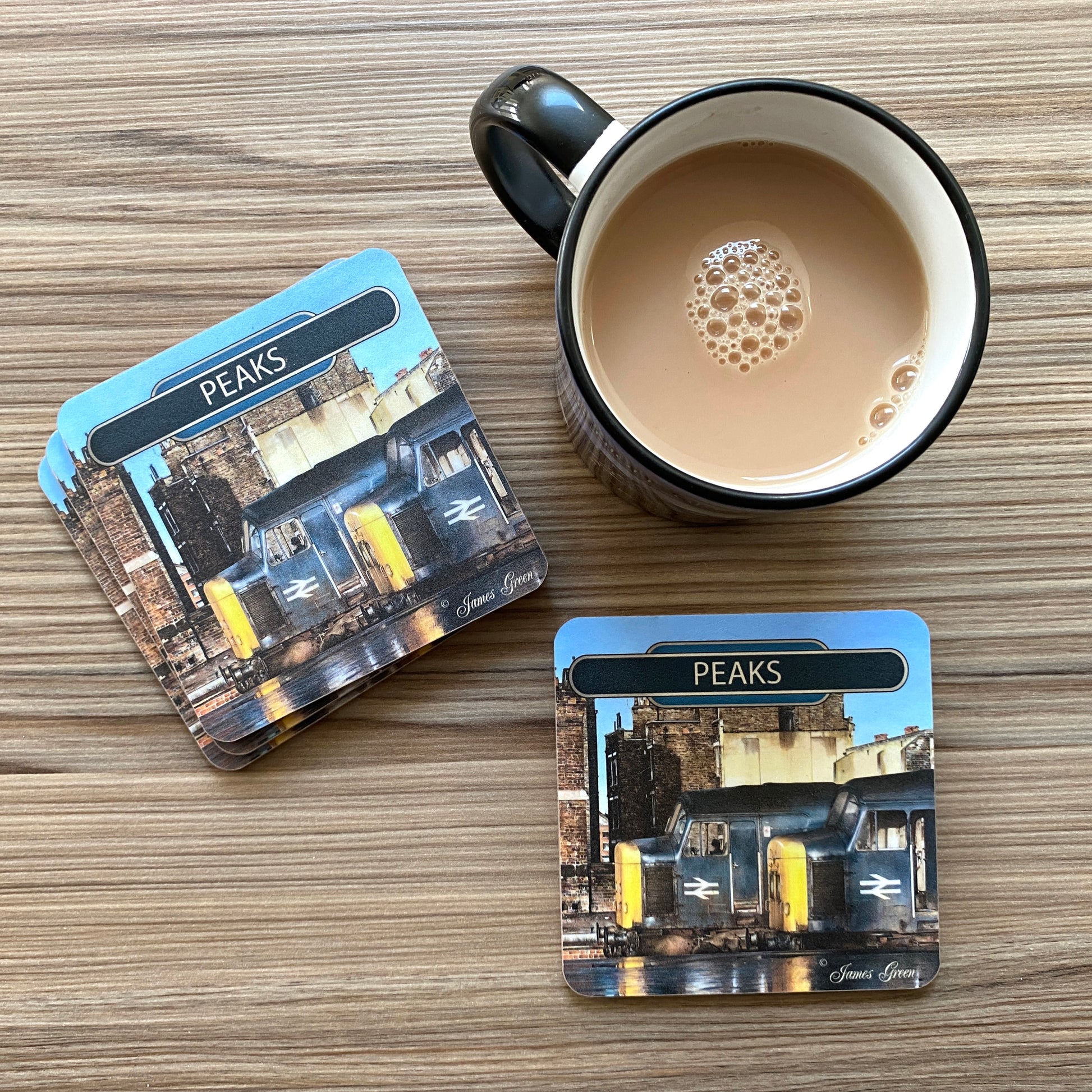 drink coasters with 2 peaks diesel trains on