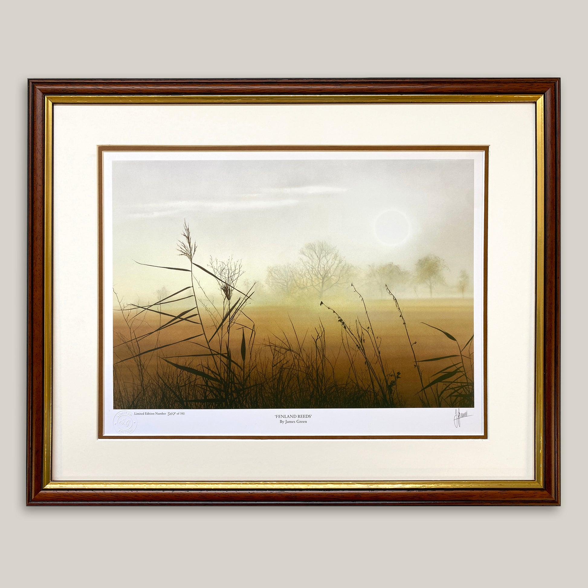 framed fenland landscape painting