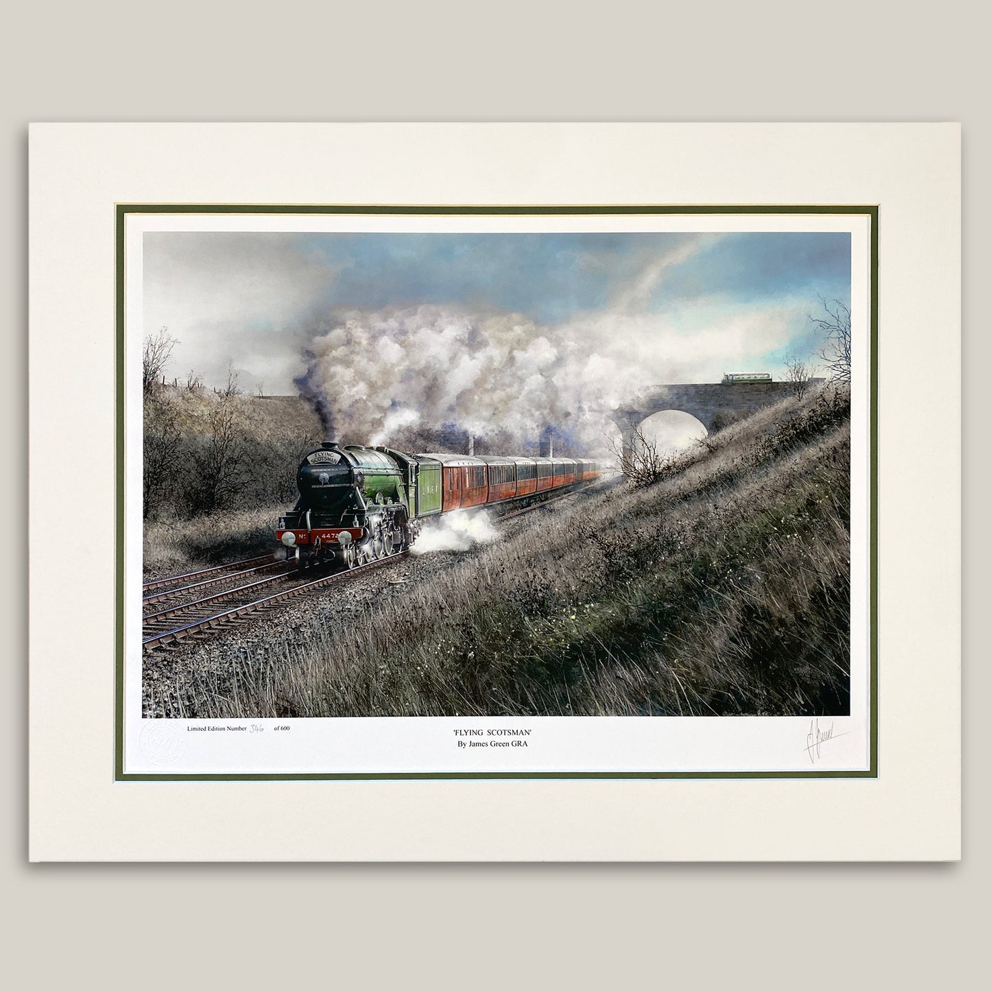 The Flying Scotsman train number 4472 in full steam on the east coast main line