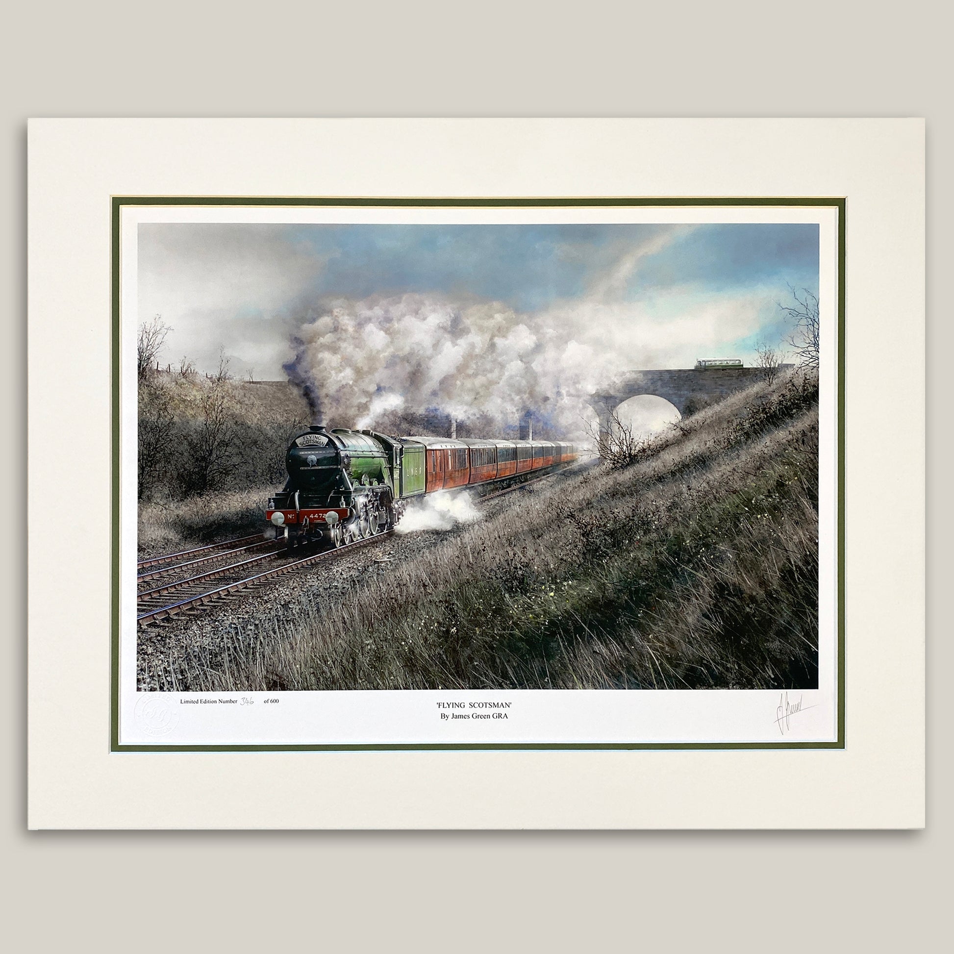 The Flying Scotsman train number 4472 in full steam on the east coast main line