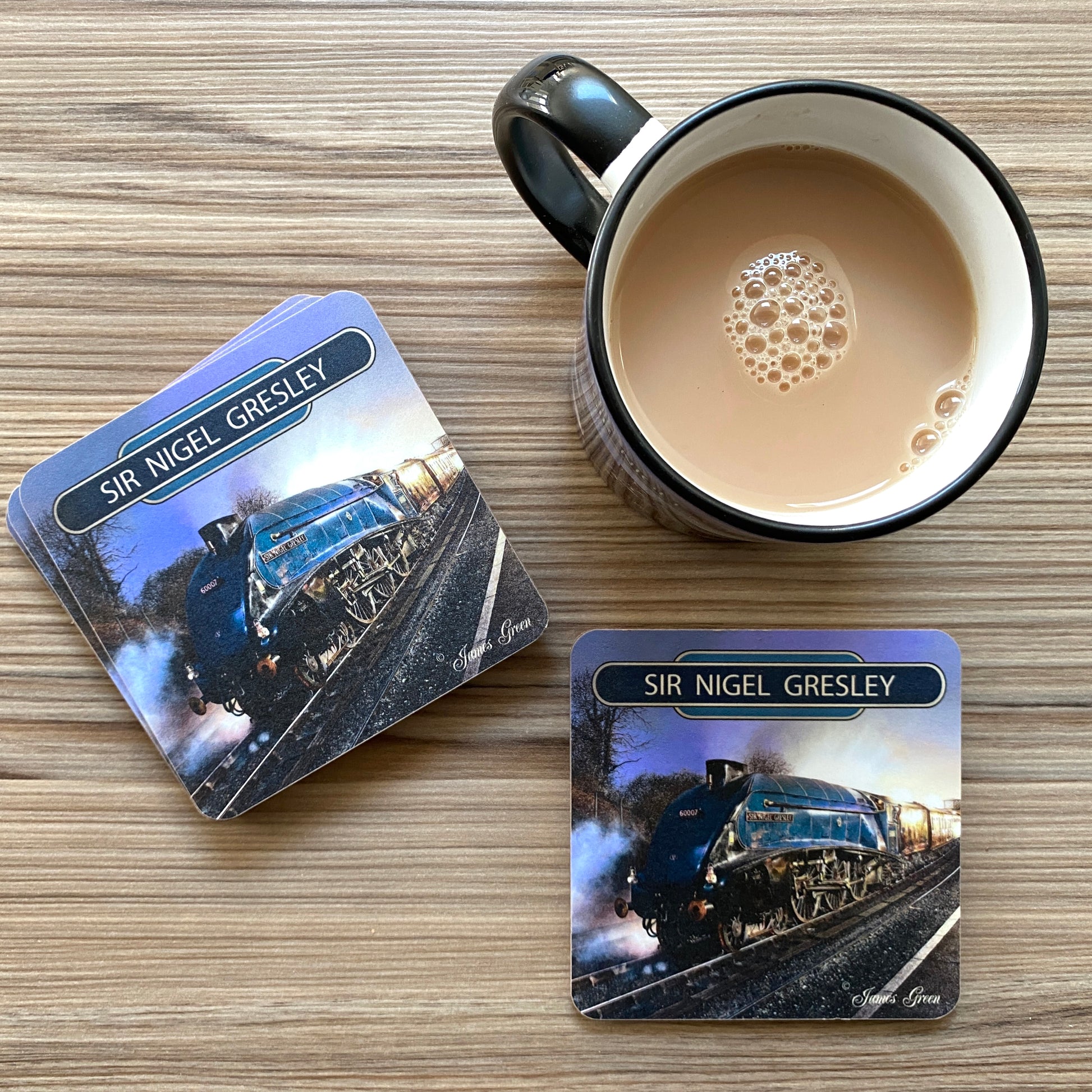 Drinks coasters with the Sir Nigel Gresley steam loco on