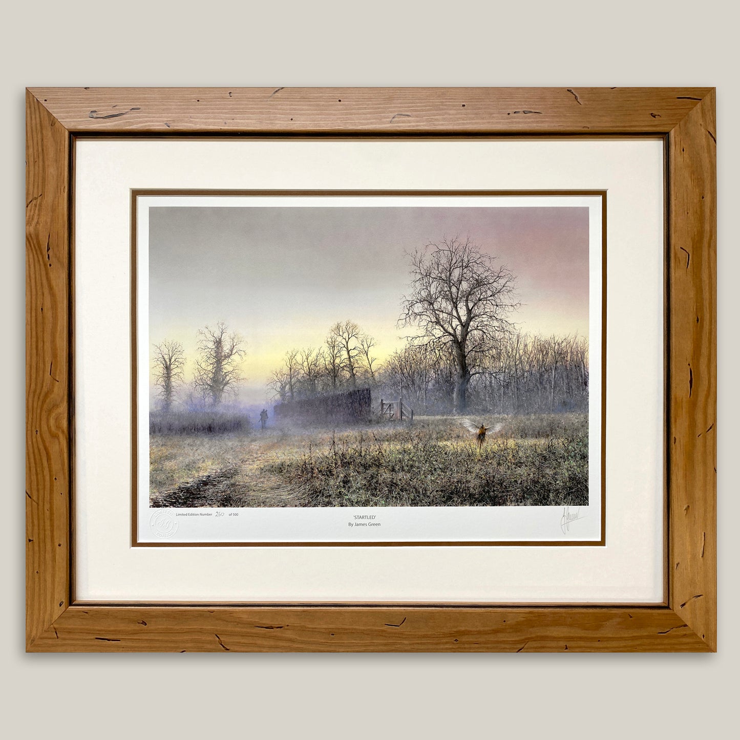 Framed country landscape painting