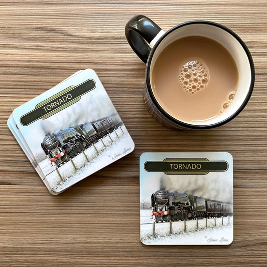 Tornado train drinks coasters