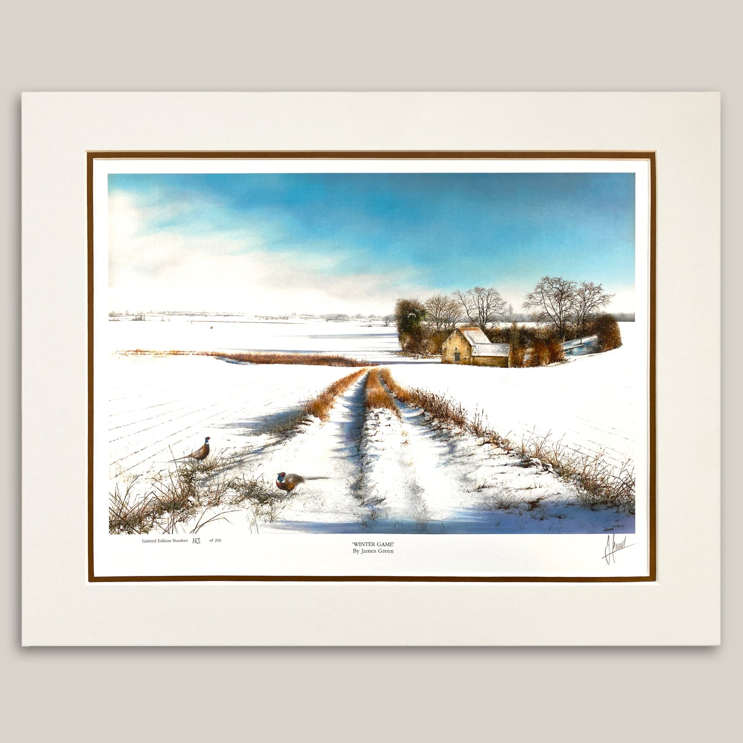 Pheasants on a track painting