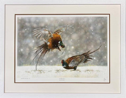 Framed LARGE 'Pheasant Fight' Limited Edition Print