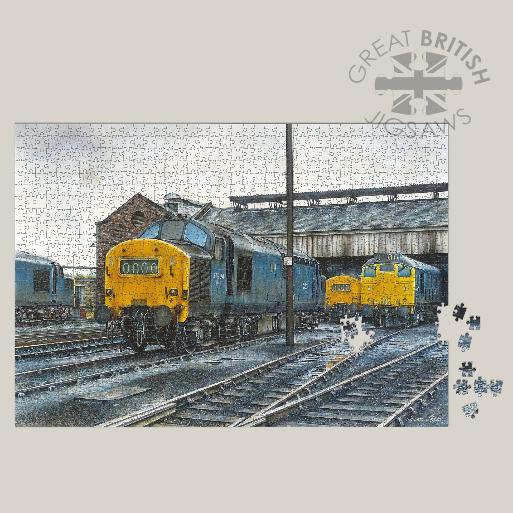 Diesel trains at Grangemouth train depot on a jigsaw puzzle 