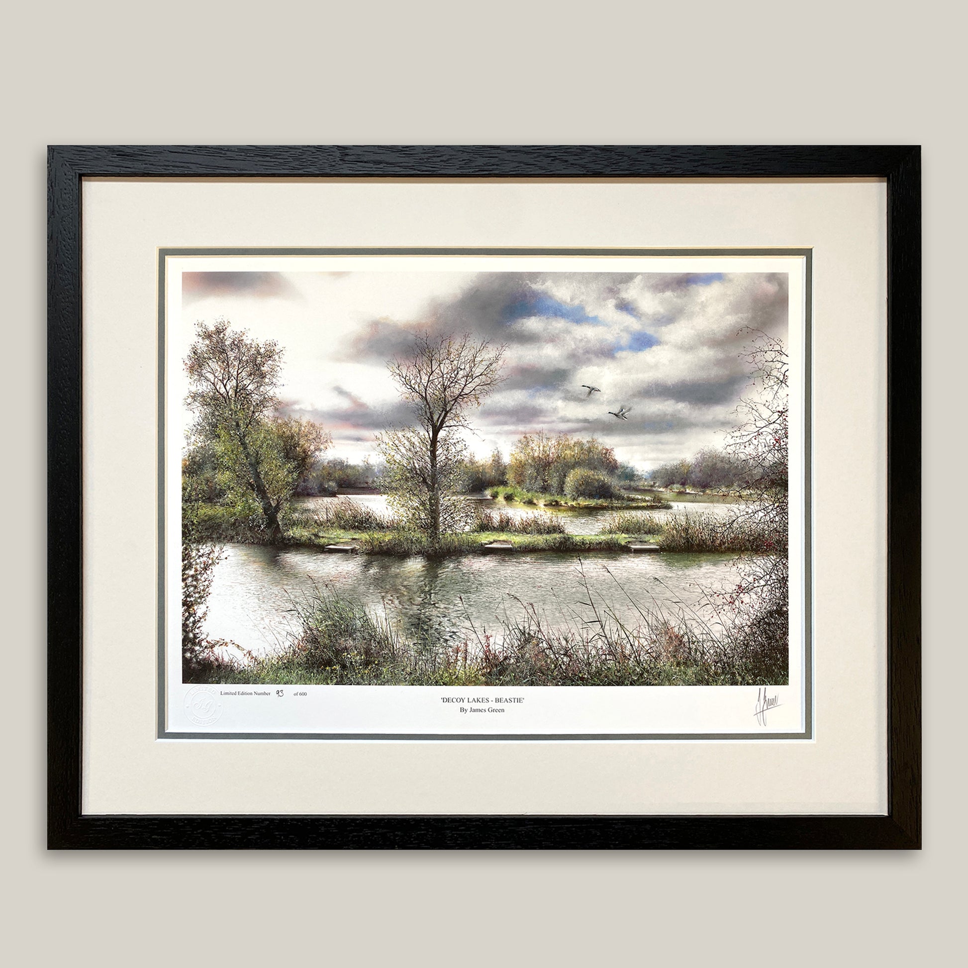 Decoy fishing lakes in Whittlesey framed limited edition print 