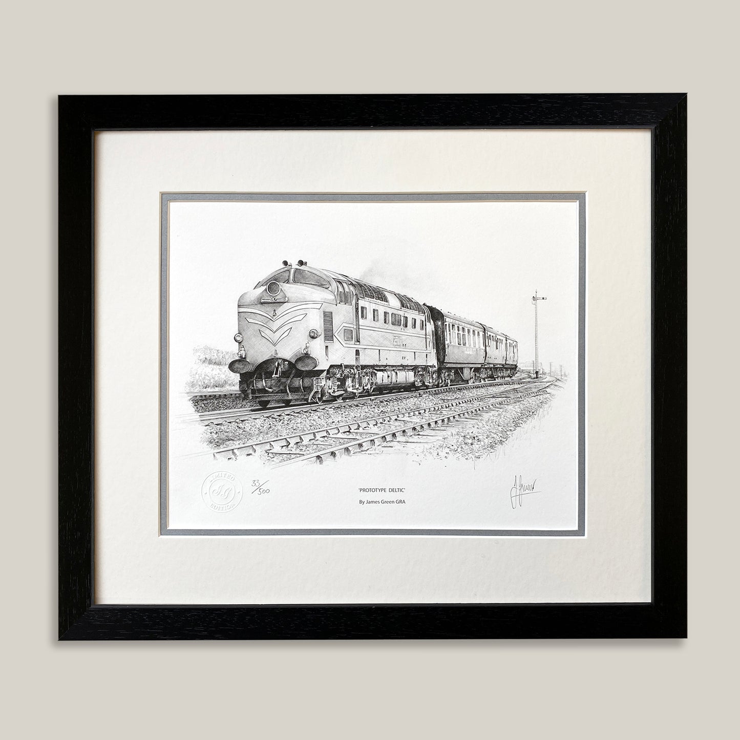 framed sketch of DP1 train