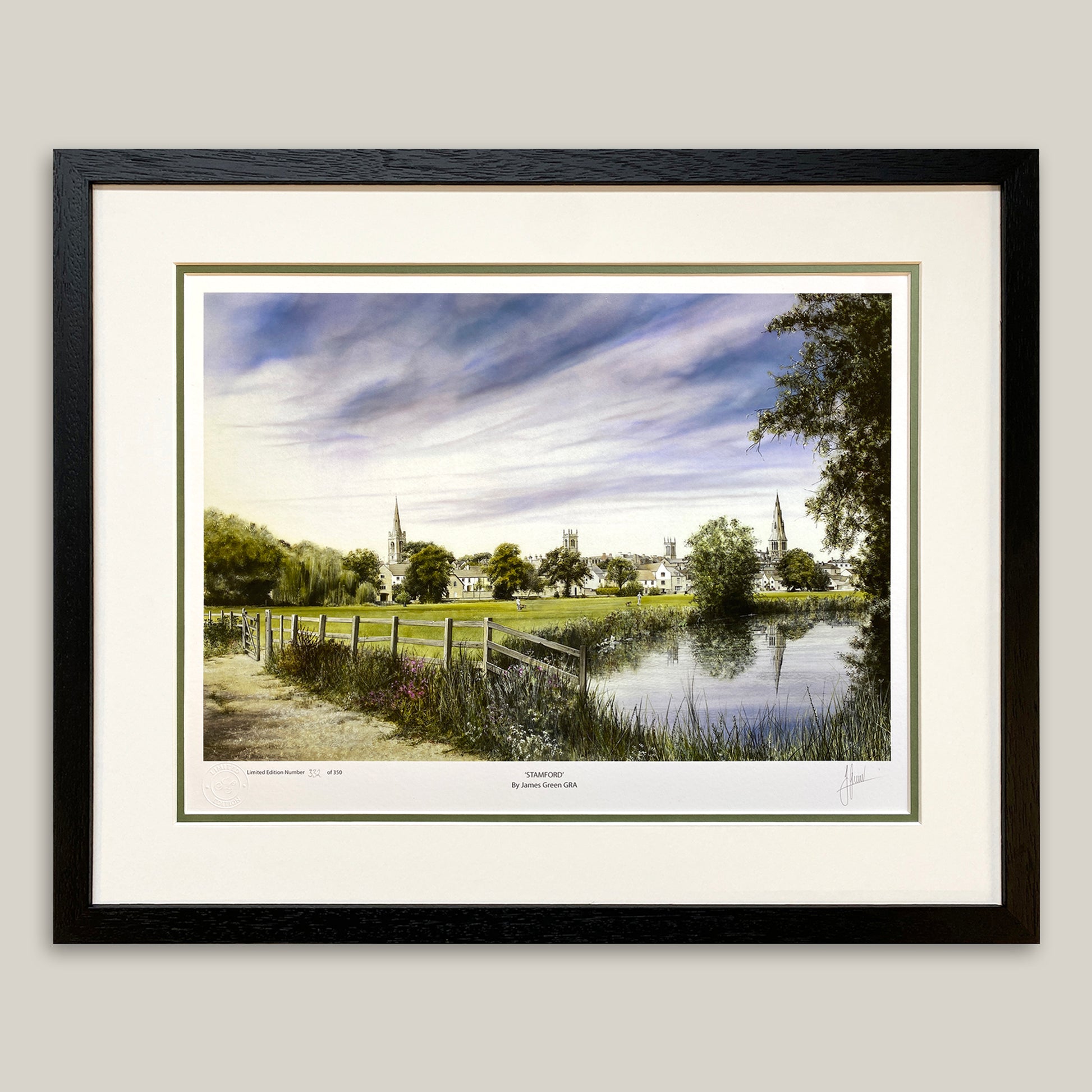 Stamford Meadows painting framed by artist James Green