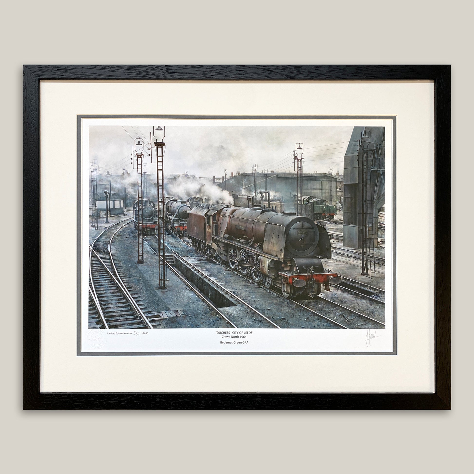 framed railway limited edition print from a painting by James Green GRA